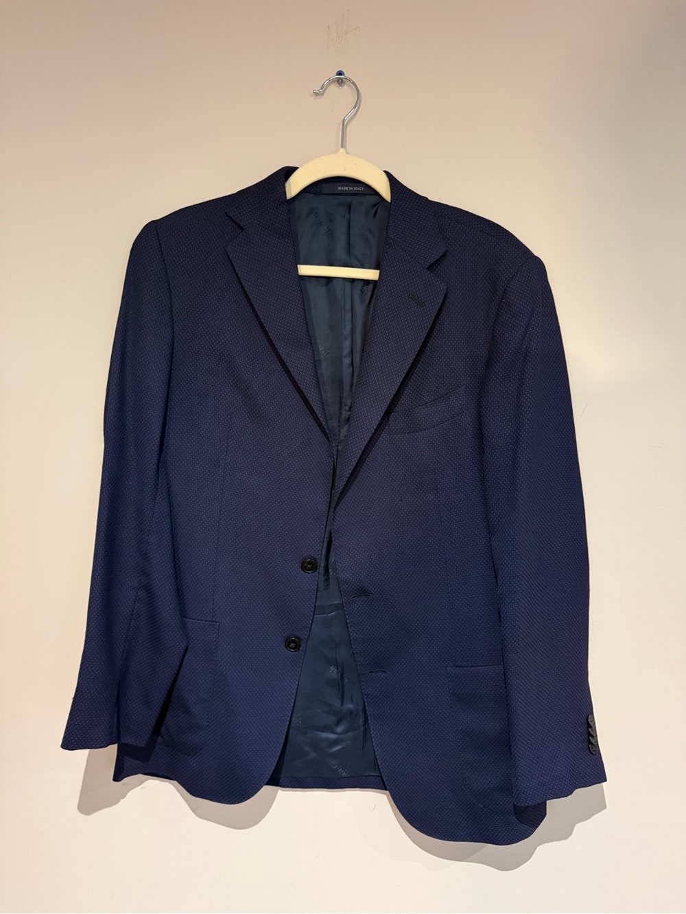 Boggi Milano - Men's Navy Textured Two-Button Summer Blazer (EU 48R)